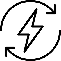 Black lightning bolt symbol with circular arrows